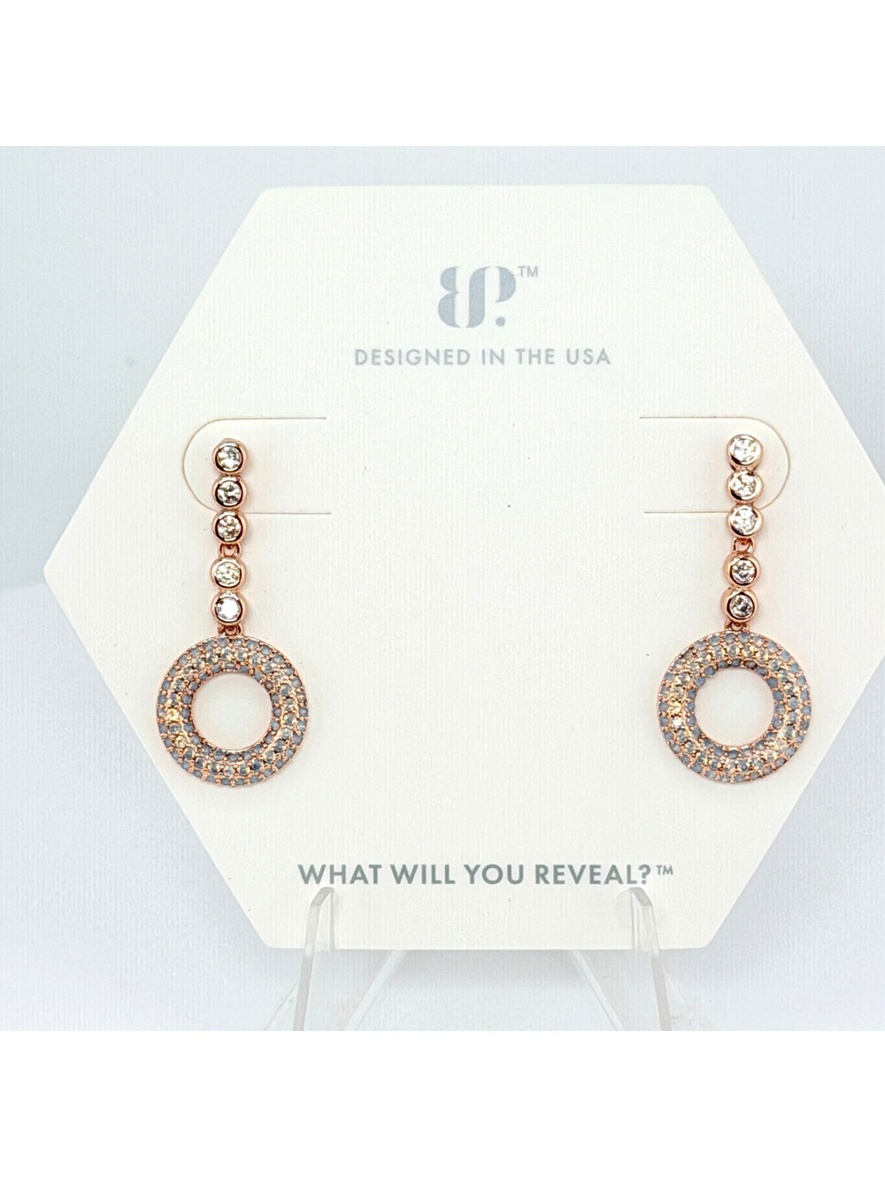 Bomb Party Earrings "Doughnuts of Sparkle" White Opal on Rose Gold RBP6439